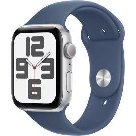 Смарт-часы Apple Watch SE (2024) 44mm Silver Aluminium Case with Denim Sport Band M/L (MXER3)