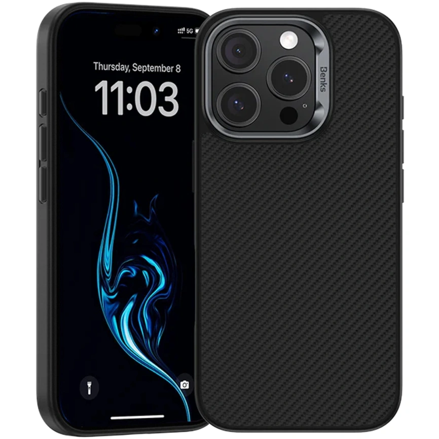 Чехол Benks Kevlar ArmorPro Case with MagSafe 600D для iPhone 16 Pro Max Black/Metal Frame фото 6